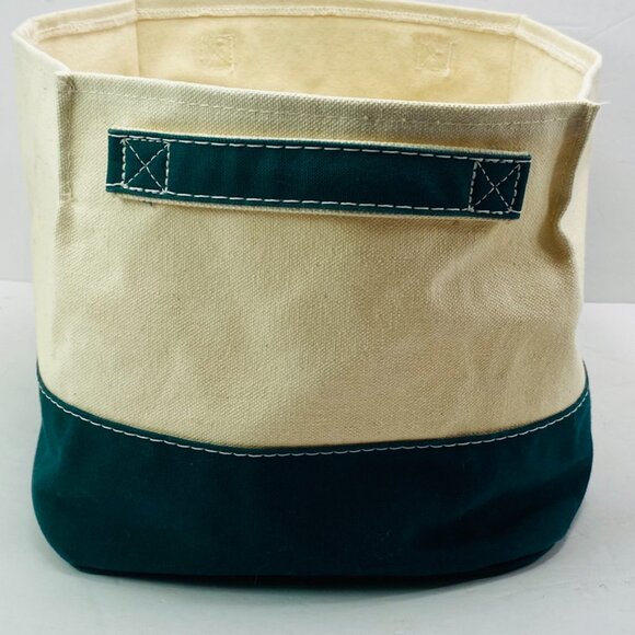 LL BEAN Canvas Catalog Storage Tote 100% Cotton Heavy Canvas 8" x 9.5" x 8” - Picture 4 of 14
